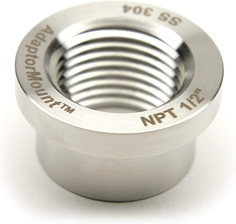 AdaptorMount 1/2" NPT Stainless Steel 304 Female Threaded Stepped Weld Bung Mounting Fitting (OD 1.0") with Top Head (OD 1.2") - Image 4